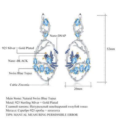 Aretes de Topacio Azul Natural en Plata 925 Esterlina - Joyería Artesanal para Mujer - Image 2