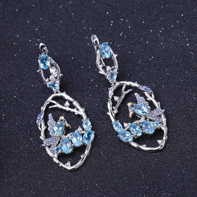 Aretes de Topacio Azul Natural en Plata 925 Esterlina - Joyería Artesanal para Mujer - Image 3