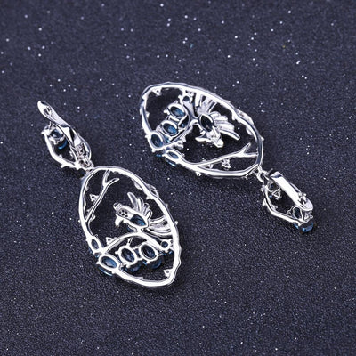 Aretes de Topacio Azul Natural en Plata 925 Esterlina - Joyería Artesanal para Mujer - Image 5