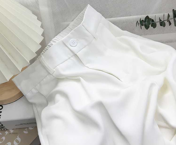 Pantalones Rectos Mujer Cintura Alta Estilo Coreano Primavera Verano Negro Ajustado Elegante