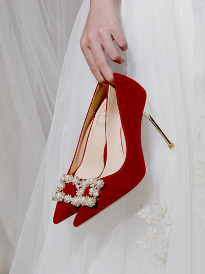Zapatos de Novia Stiletto con Perlas y Brillantes - Image 14