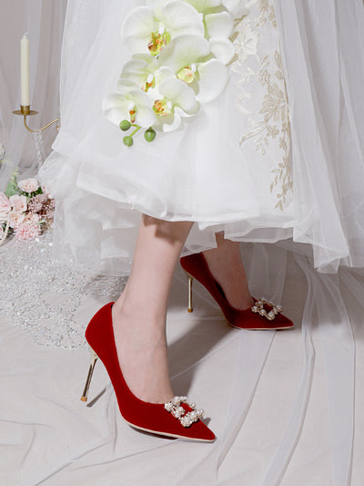 Zapatos de Novia Stiletto con Perlas y Brillantes - Image 4