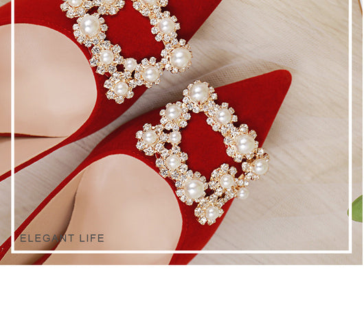 Zapatos de Novia Stiletto con Perlas y Brillantes - Image 3
