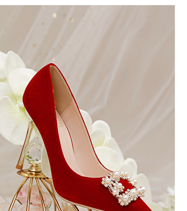 Zapatos de Novia Stiletto con Perlas y Brillantes