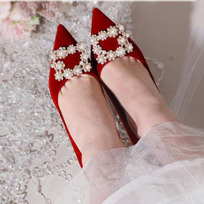 Zapatos de Novia Stiletto con Perlas y Brillantes - Image 5