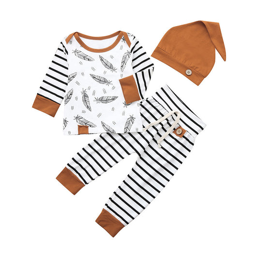 Conjunto de Tres Piezas con Capucha y Rayas Pluma - Image 2