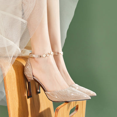 Tacones Altos Franceses Puntiagudos con Cristales para Novia y Dama de Honor - Image 10