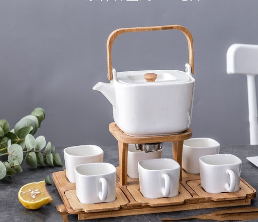 Juego de Té de Cerámica con Flores y Frutas, Tazas de Café, Tetera, Estilo Nórdico Europeo