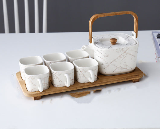 Juego de Té de Cerámica con Flores y Frutas, Tazas de Café, Tetera, Estilo Nórdico Europeo - Image 10