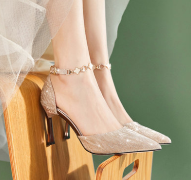Tacones Altos Franceses Puntiagudos con Cristales para Novia y Dama de Honor
