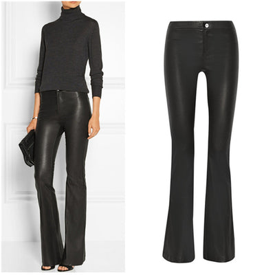 Pantalones Retro Clásicos Talle Alto Ajustados Acampanados Estilo Europeo - Image 10