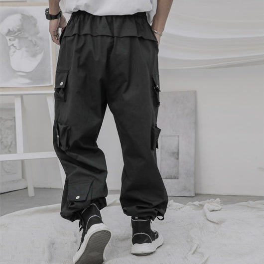 Pantalones Deportivos Overol Hombre Corte Recto Suelto Negro Estilo Casual Americano - Image 8