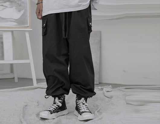 Pantalones Deportivos Overol Hombre Corte Recto Suelto Negro Estilo Casual Americano - Image 10