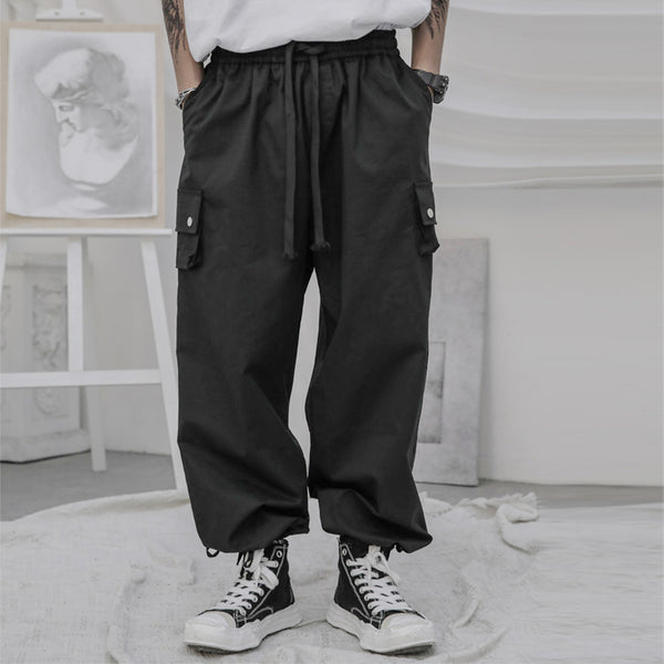 Pantalones Deportivos Overol Hombre Corte Recto Suelto Negro Estilo Casual Americano - Image 4
