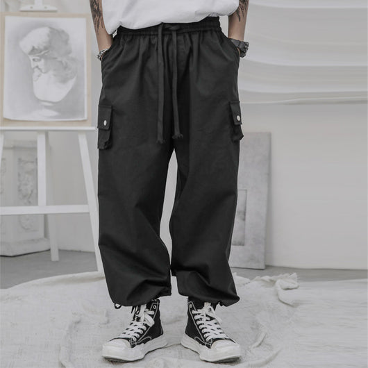 Pantalones Deportivos Overol Hombre Corte Recto Suelto Negro Estilo Casual Americano - Image 4