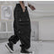 Men's Sport Overalls Straight Loose Black American Casual Style