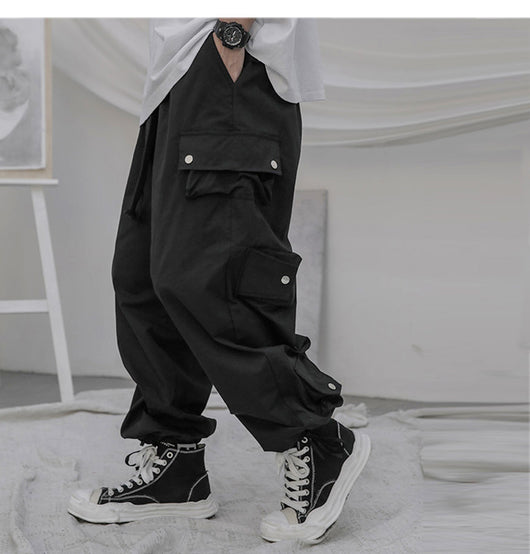 Pantalones Deportivos Overol Hombre Corte Recto Suelto Negro Estilo Casual Americano - Image 5