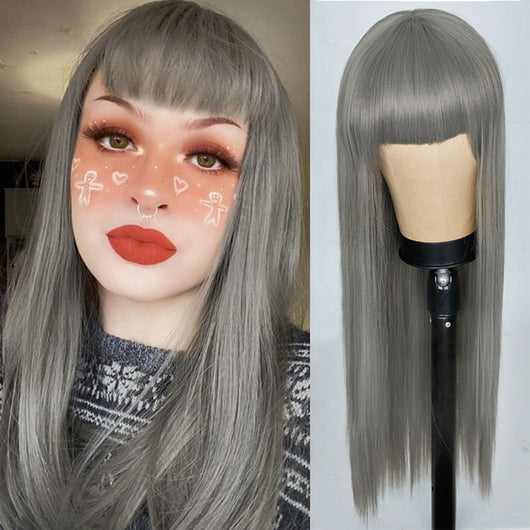 Peluca Larga Naranja Cabello Liso Sintético Premium - Image 9