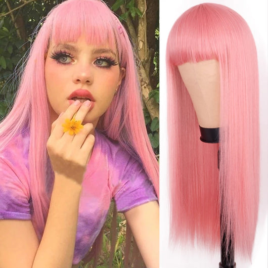 Peluca Larga Naranja Cabello Liso Sintético Premium - Image 11
