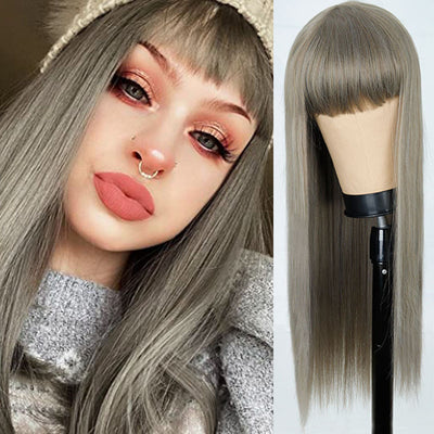 Peluca Larga Naranja Cabello Liso Sintético Premium - Image 13