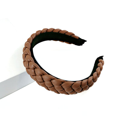 Diadema Trenzada de Cuero PU Colores Pastel - Accesorio Prensado para Cabello - Image 10