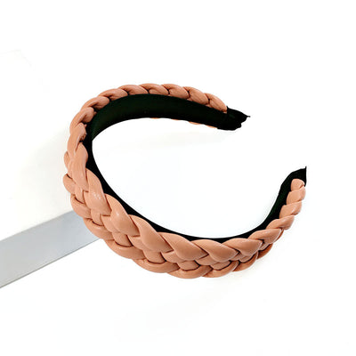 Diadema Trenzada de Cuero PU Colores Pastel - Accesorio Prensado para Cabello - Image 13
