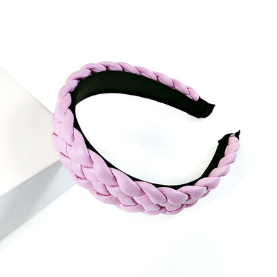 Diadema Trenzada de Cuero PU Colores Pastel - Accesorio Prensado para Cabello - Image 14