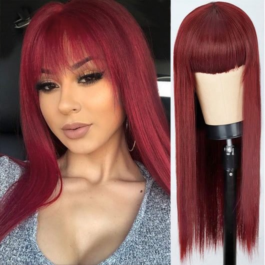 Peluca Larga Naranja Cabello Liso Sintético Premium - Image 7