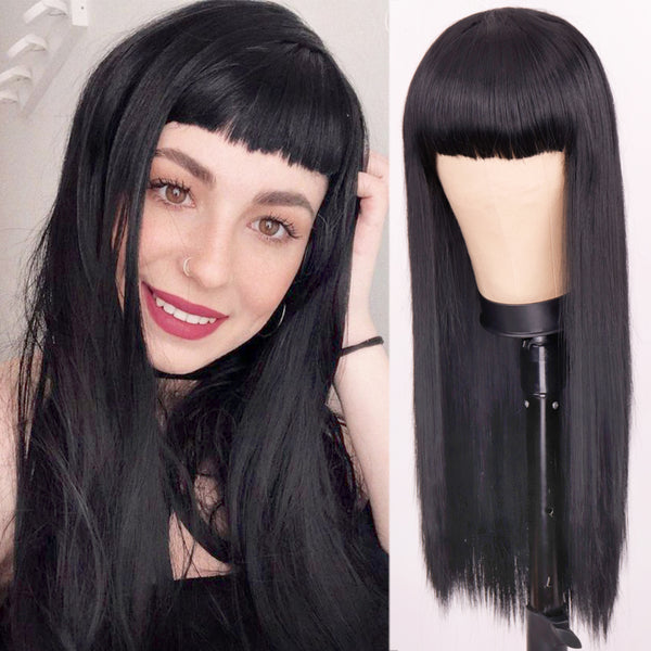 Peluca Larga Naranja Cabello Liso Sintético Premium - Image 2