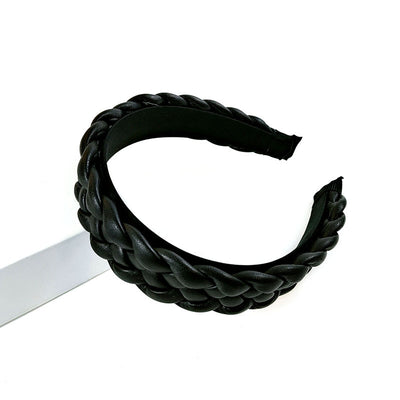 Diadema Trenzada de Cuero PU Colores Pastel - Accesorio Prensado para Cabello