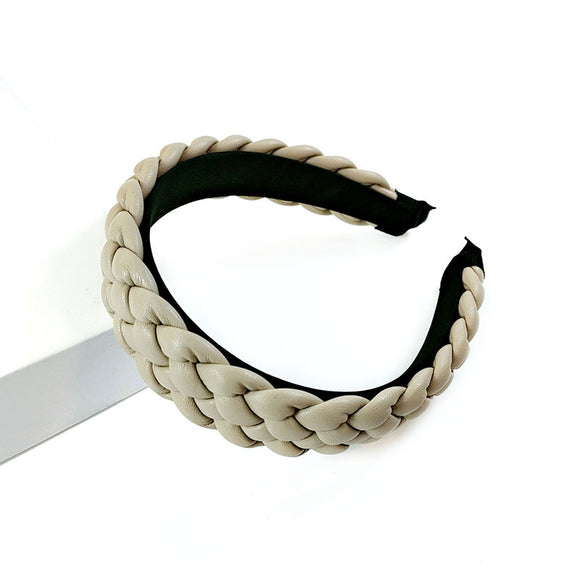 Diadema Trenzada de Cuero PU Colores Pastel - Accesorio Prensado para Cabello