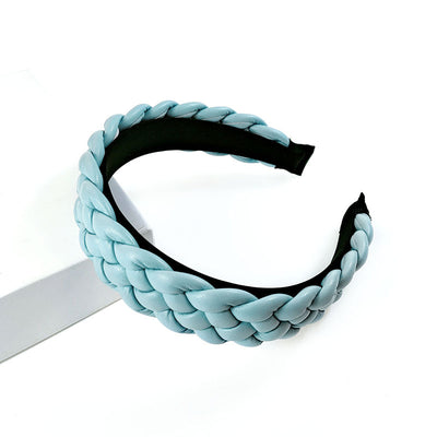 Diadema Trenzada de Cuero PU Colores Pastel - Accesorio Prensado para Cabello - Image 7