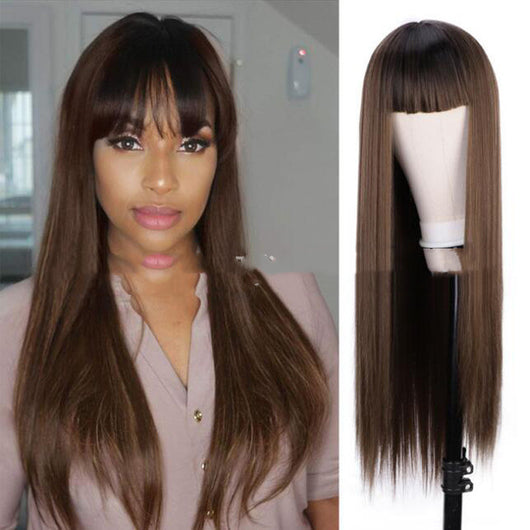 Peluca Larga Naranja Cabello Liso Sintético Premium - Image 3