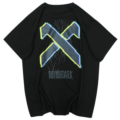 Camiseta Reflectante Estampada Manga Corta Hombre Cuello Redondo Hip-Hop - Image 5