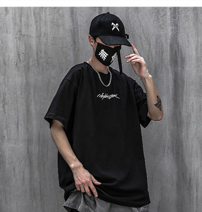 Camiseta Reflectante Estampada Manga Corta Hombre Cuello Redondo Hip-Hop - Image 4
