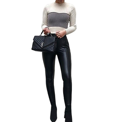 Pantalones de Cuero PU Ajustados Lisos para Mujer - Estilo Casual Europeo - Image 4