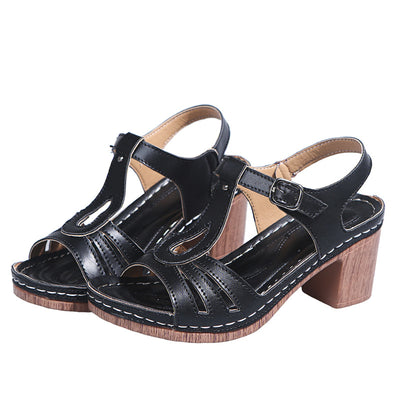 Sandalias de Tacón Grueso con Hebilla - Estilo Verano para Mujer