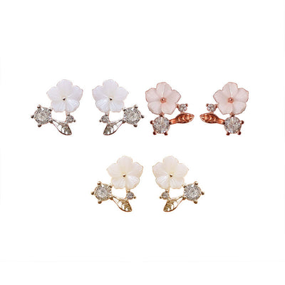 Aretes de Plata 925 con Flor de Concha y Circonita Incrustada - Image 6