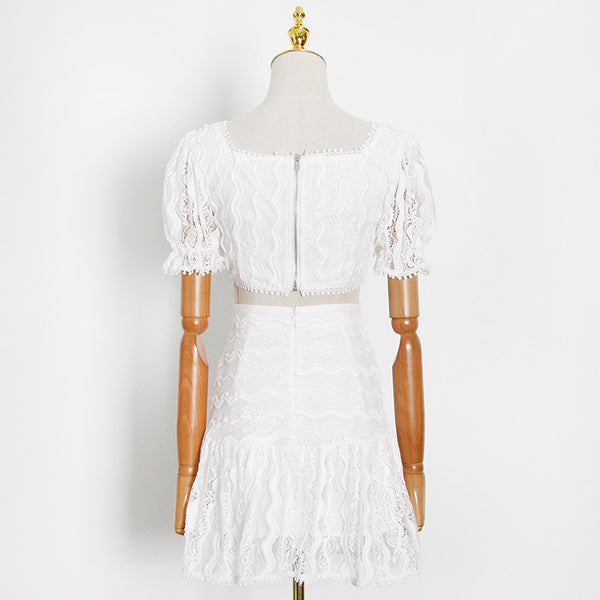 Conjunto Elegante de Falda y Top de Encaje para Mujer Madura - Diseño Exclusivo Verano