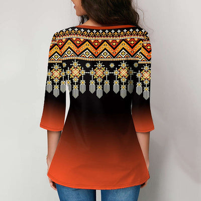 Playera Mujer Cuello V Manga Tres Cuartos con Estampado - Image 9