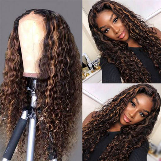Peluca Rizada Afro Multicolor Cabello Sintético Largo Estilo Natural