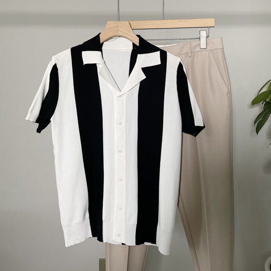 Camiseta Polo Rayas Británicas Estilo Coreano Manga Corta Verano Hombre - Image 7