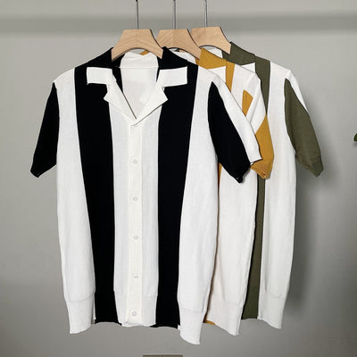 Camiseta Polo Rayas Británicas Estilo Coreano Manga Corta Verano Hombre - Image 3