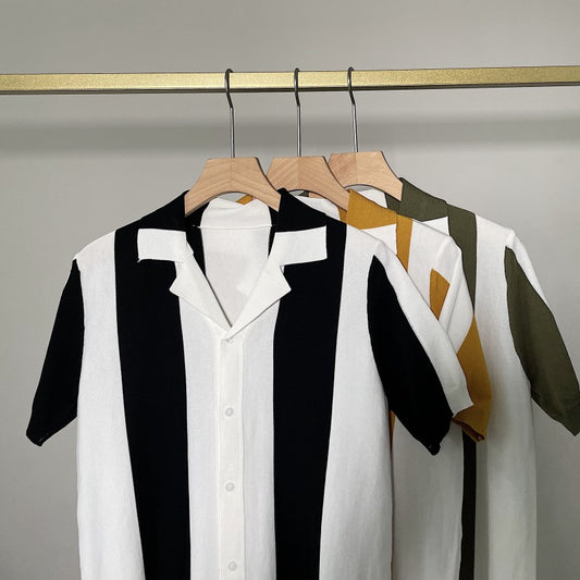 Camiseta Polo Rayas Británicas Estilo Coreano Manga Corta Verano Hombre