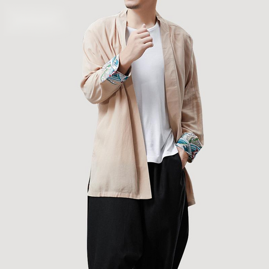Cardigan de Algodón con Textura Fruncida y Bordado - Image 3