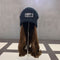 Gorro Tejido con Peluca Rizada Púrpura - Gorro Invisible Desmontable de Seda Brillante