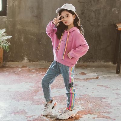 Conjunto Deportivo Niña Otoño Coreano - Sudadera con Capucha y Pantalón dos Piezas - Image 8