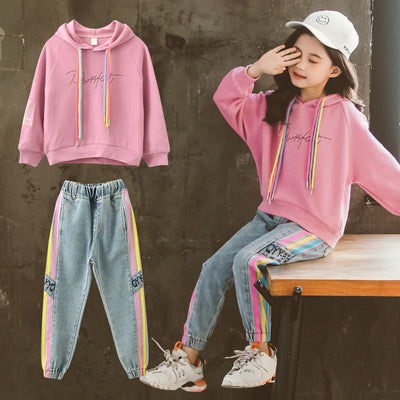 Conjunto Deportivo Niña Otoño Coreano - Sudadera con Capucha y Pantalón dos Piezas - Image 11