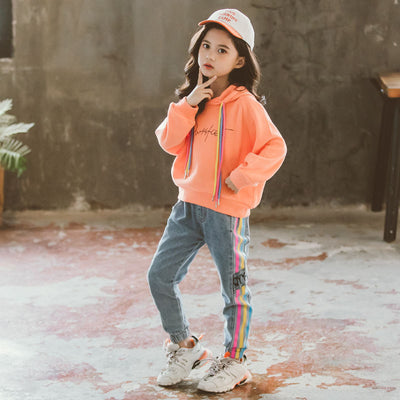 Conjunto Deportivo Niña Otoño Coreano - Sudadera con Capucha y Pantalón dos Piezas - Image 10