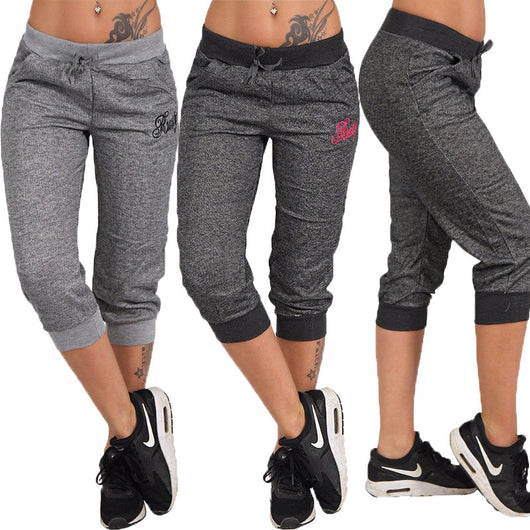 Pantalones Deportivos Sueltos Capri Lisos para Mujer - Image 7